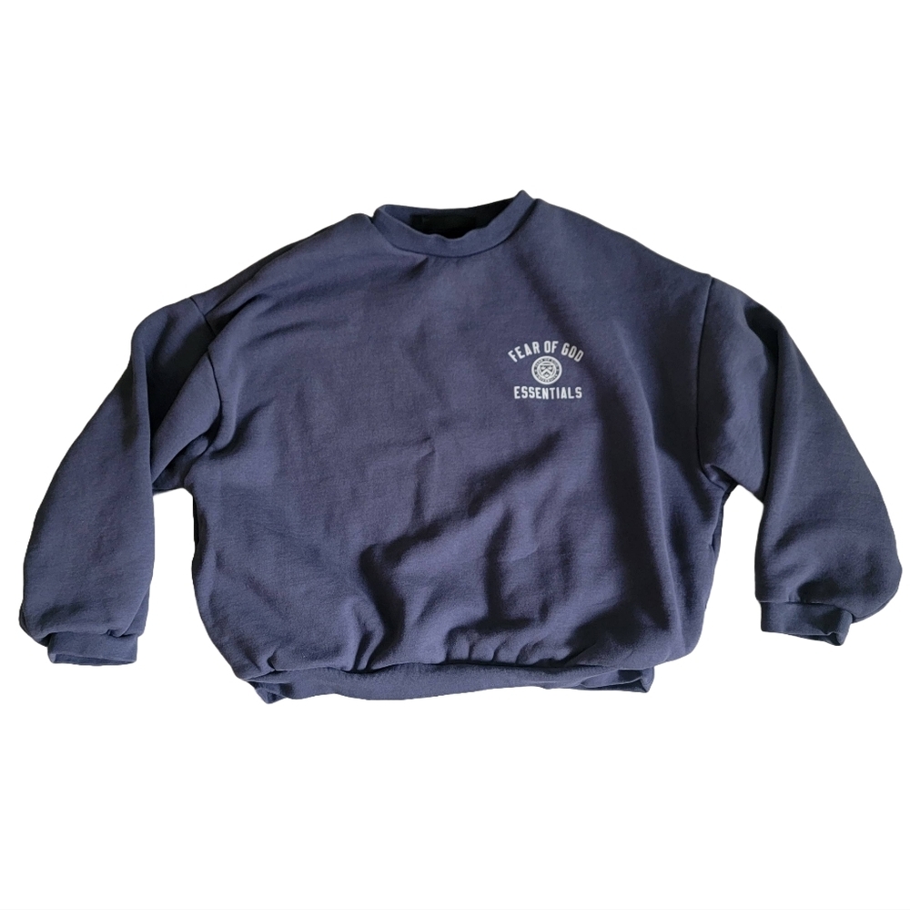 Fear of God Essentials Blue Crewneck Sweater with Ribbed Cuffs - Picture 2 of 13